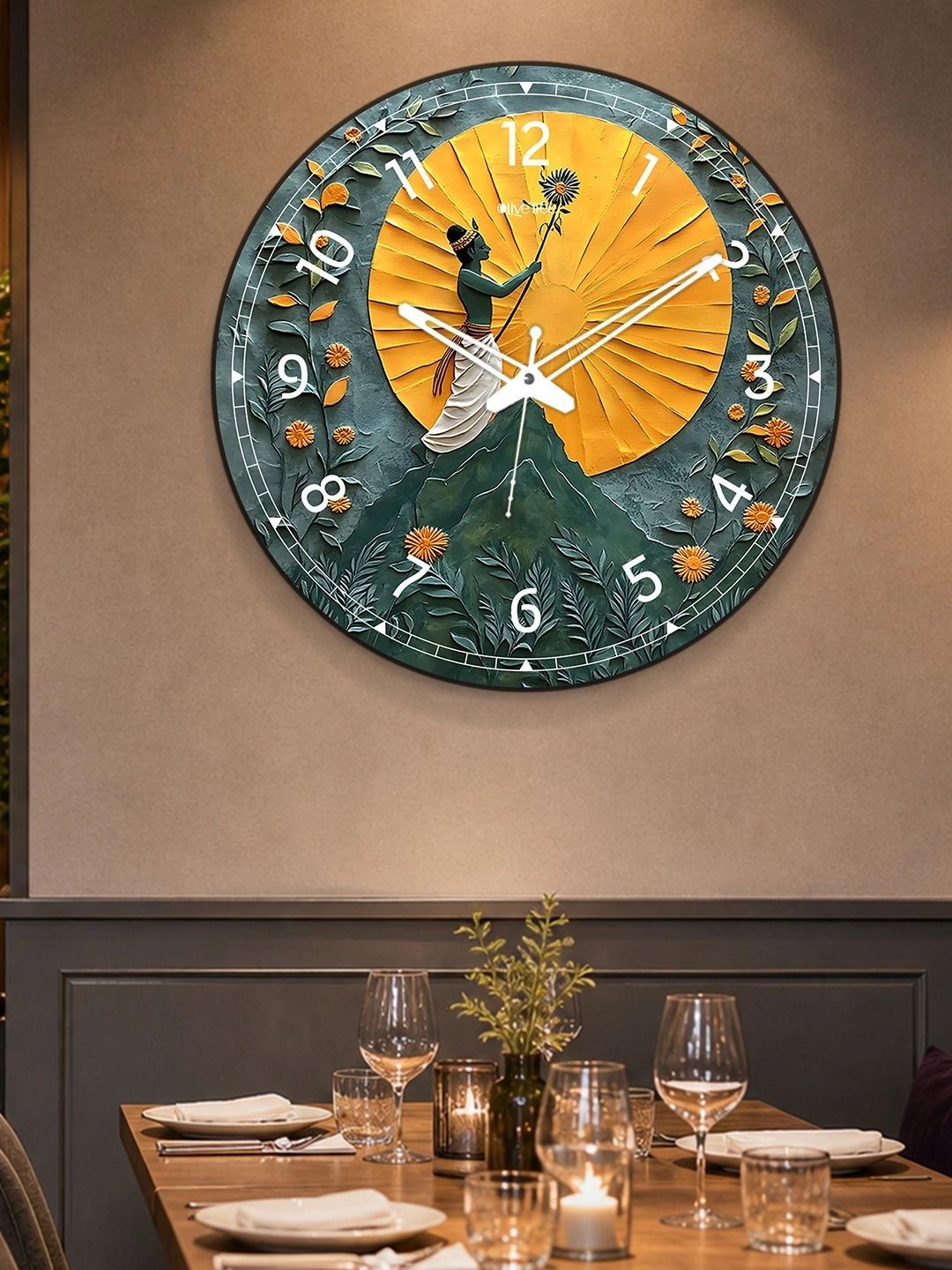 OLIVE TREE Multicoloured Textured Wall Clock-picture-41