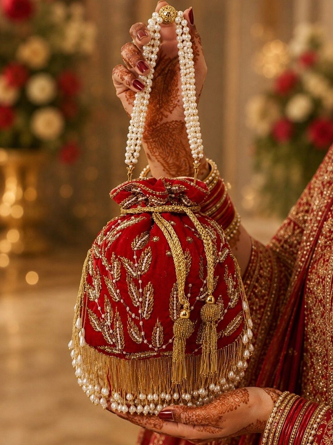 VASTANS Embellished Tasselled Potli Clutch-picture-42