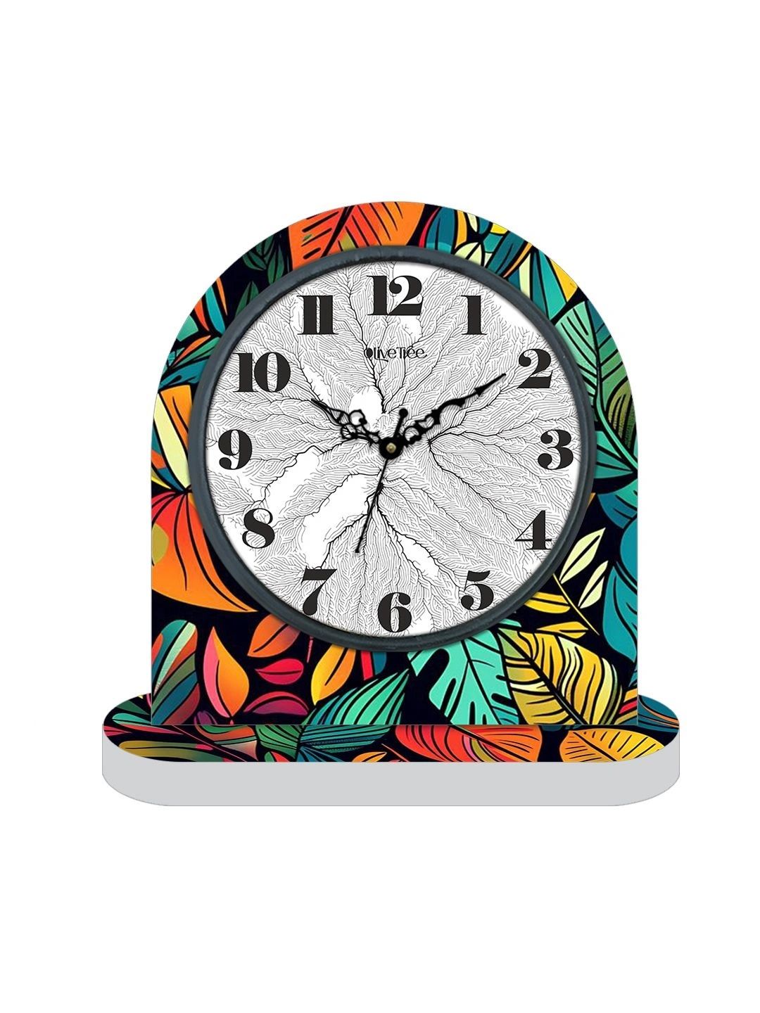 OLIVE TREE Multicoloured & White Printed Geometric Vintage Table Clock-picture-12