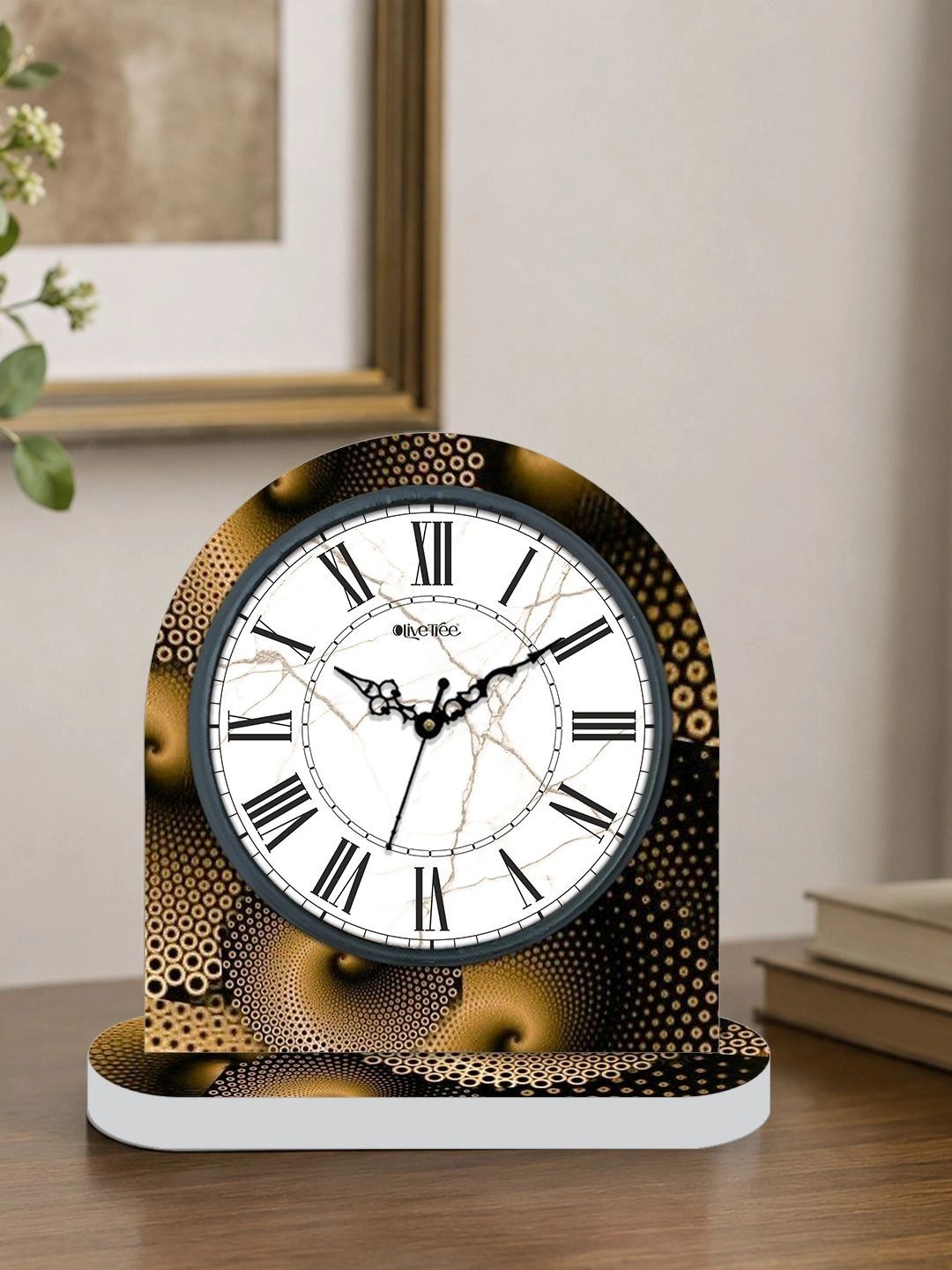OLIVE TREE Multicoloured Printed Quirky Table Clock-image-1
