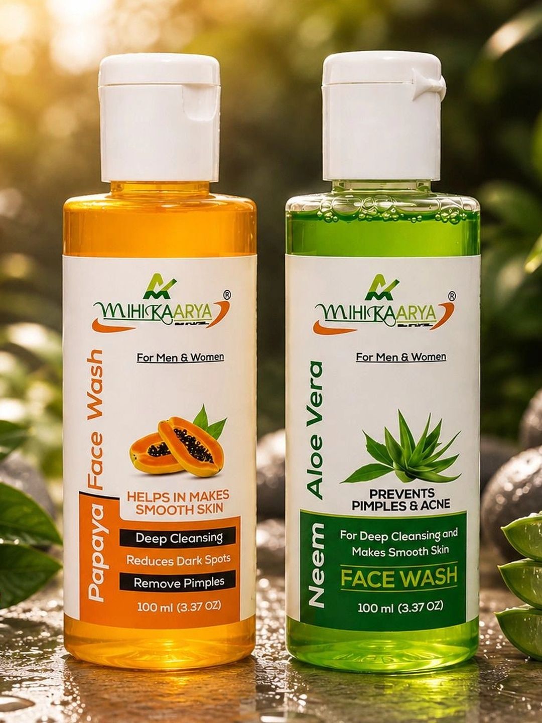 MIHIKAARYA Set Of 2 Aloe Vera & Papaya Face Wash - 100 ml Each-image-37