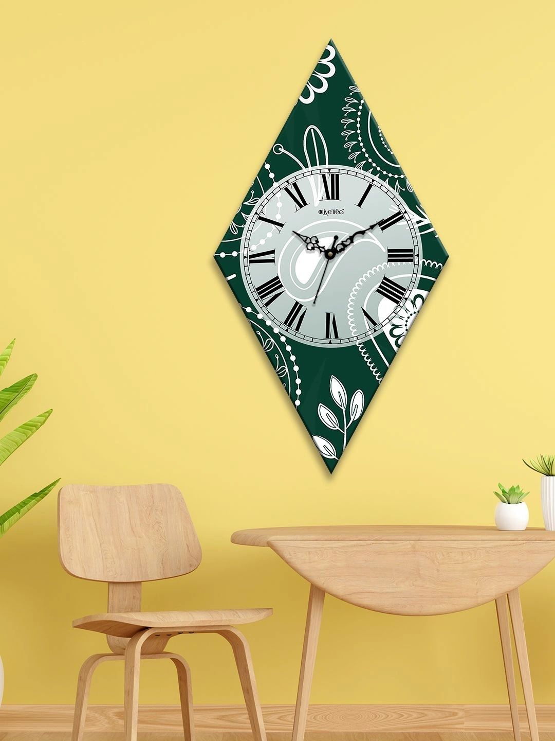 OLIVE TREE Multicoloured Printed Geometric Wall Clock-picture-7