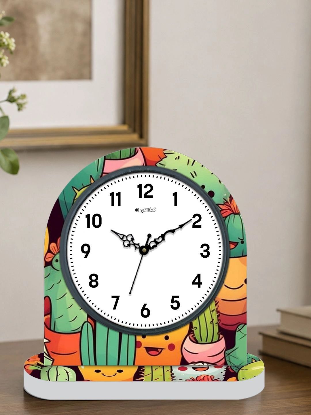 OLIVE TREE Multicoloured Printed Abstract Shaped Vintage Table Clock-image-25