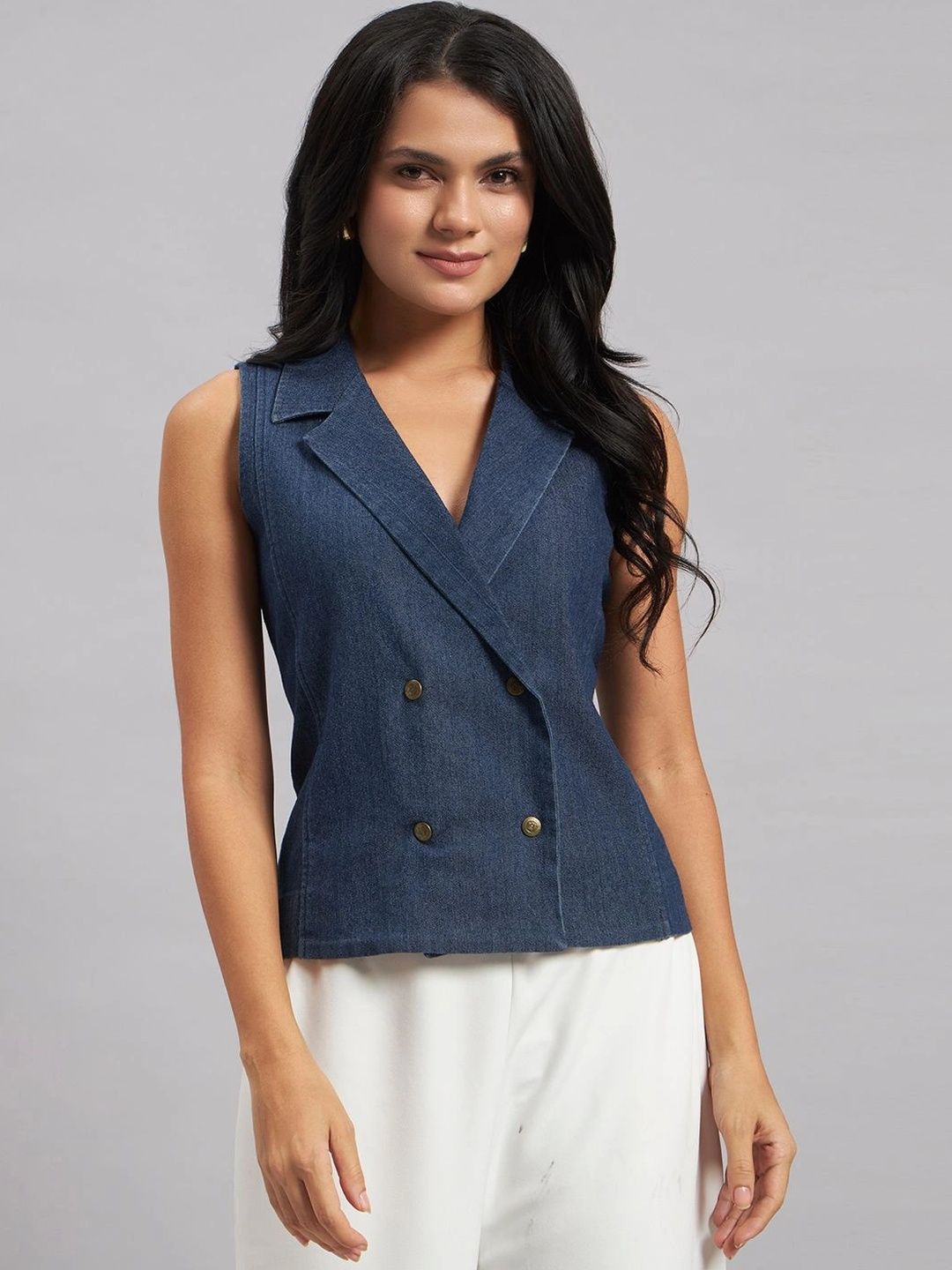 Cottinfab Lapel Collar Double-Breasted Waistcoat-picture-30