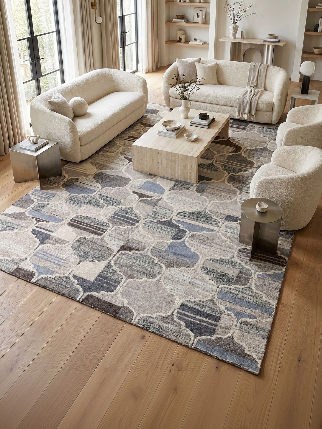 Jaipur Rugs White Geometric Handmade Woollen Carpet-picture-23