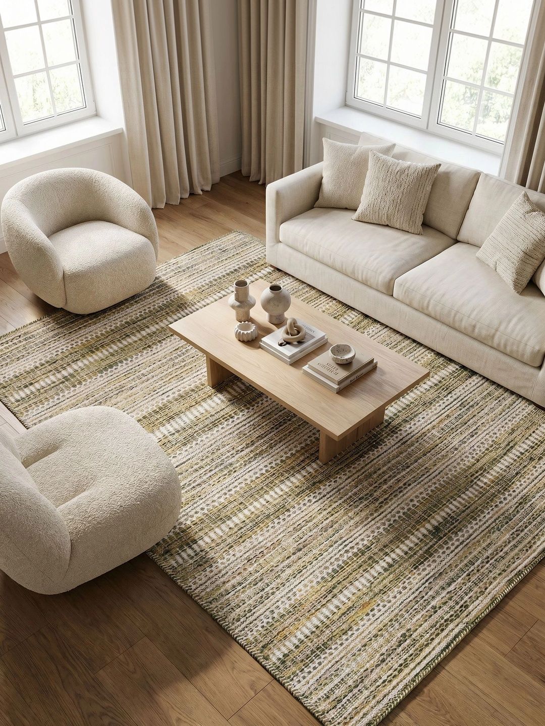 Jaipur Rugs Green Striped Woollen Carpet-image-8