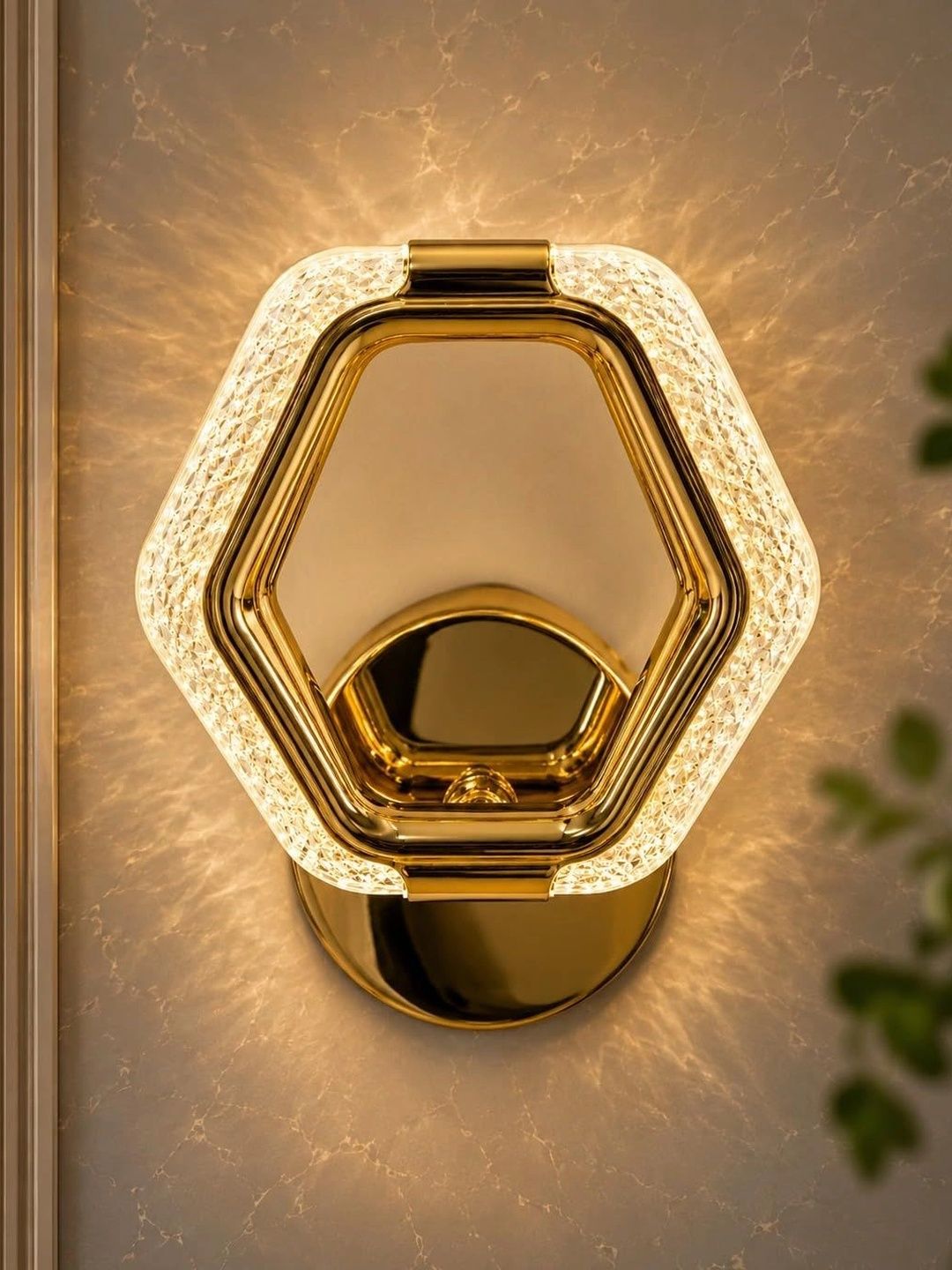 OJIT LIGHT DECORATION Gold-Toned Textured Metal Contemporary Abstract Shaped Shaped Wall Lamp-image-43