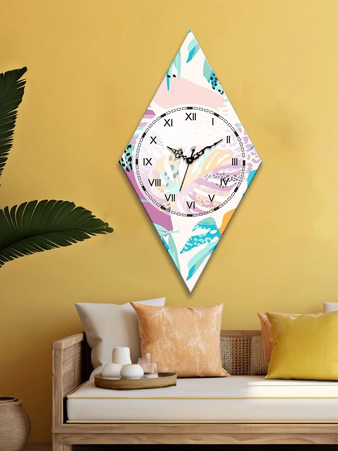 OLIVE TREE Multicoloured Printed Geometric Contemporary Wall Clock-picture-56