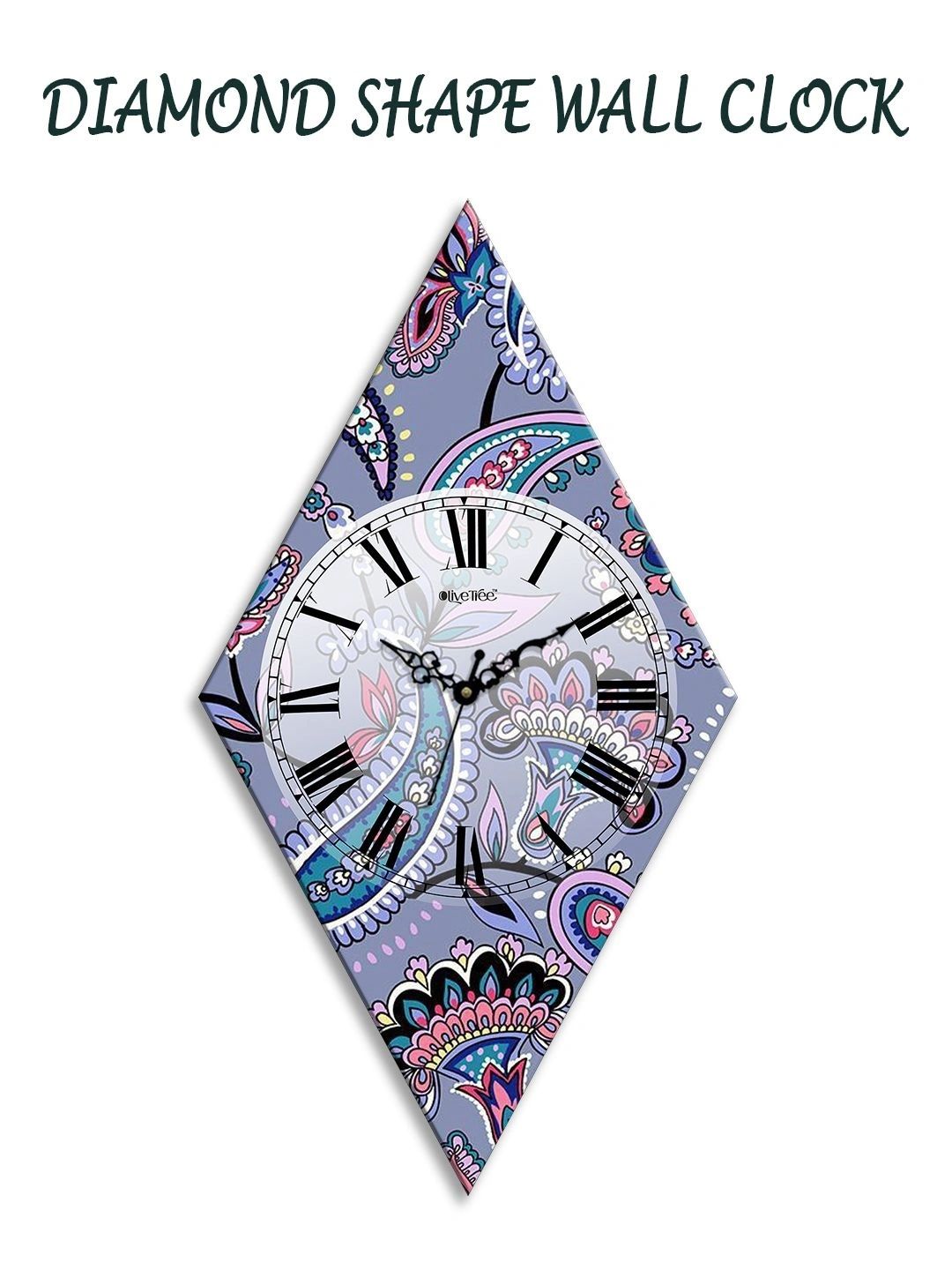 OLIVE TREE Multicoloured Printed Geometric Wall Clock-picture-27
