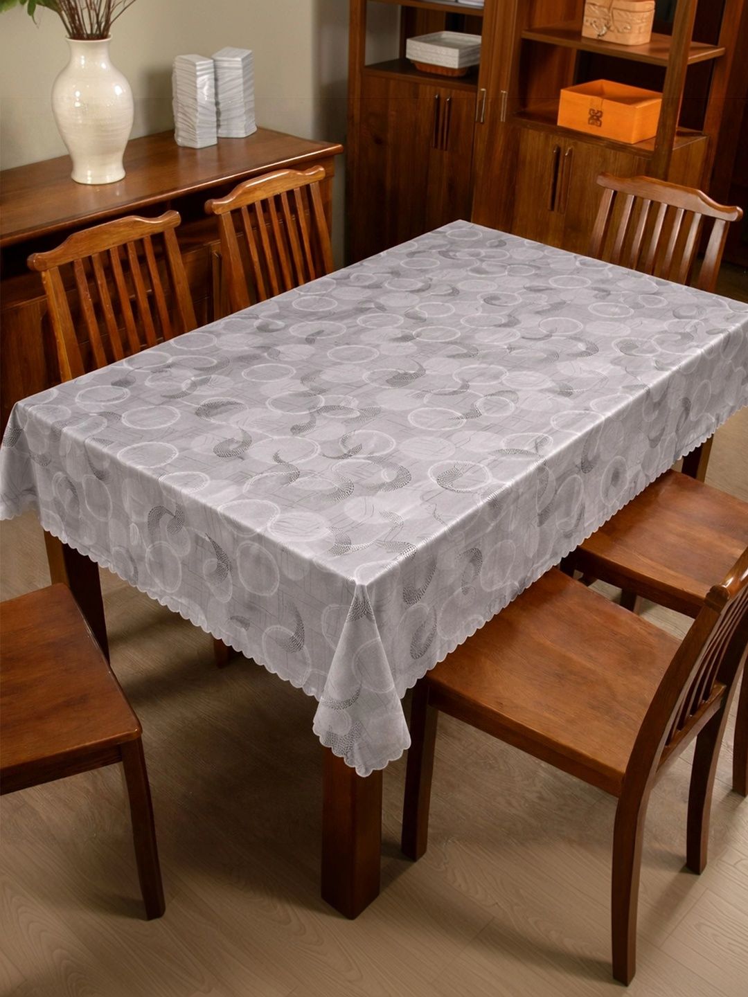 LooMantha Grey Geometric Printed 6-Seater Table Cover with Textured details-image-33
