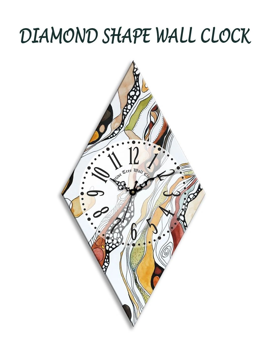 OLIVE TREE Multicoloured Printed Geometric Contemporary Wall Clock-picture-12