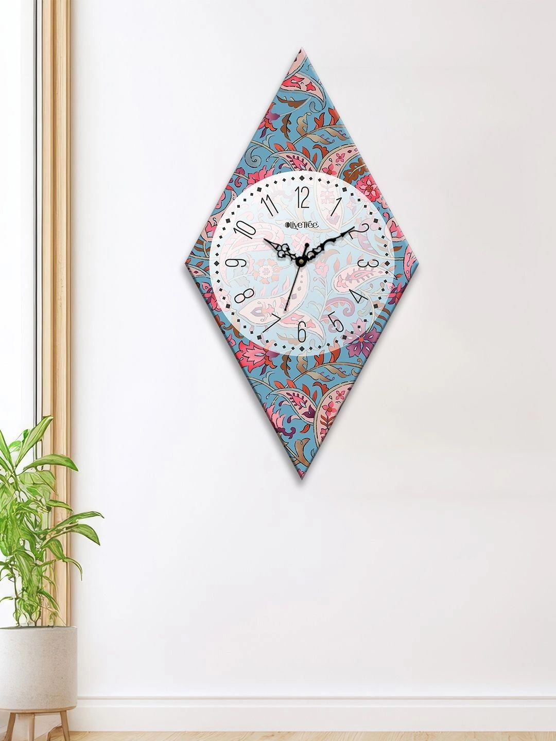 OLIVE TREE Multicoloured Printed Geometric Wall Clock-picture-33