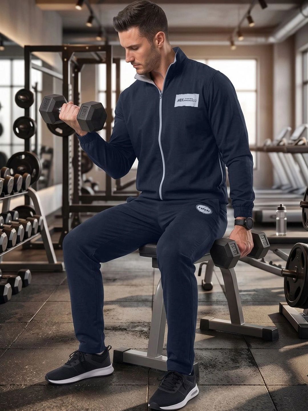 HRX by Hrithik Roshan Brand Logo Printed Mock Collar Tracksuits-picture-34