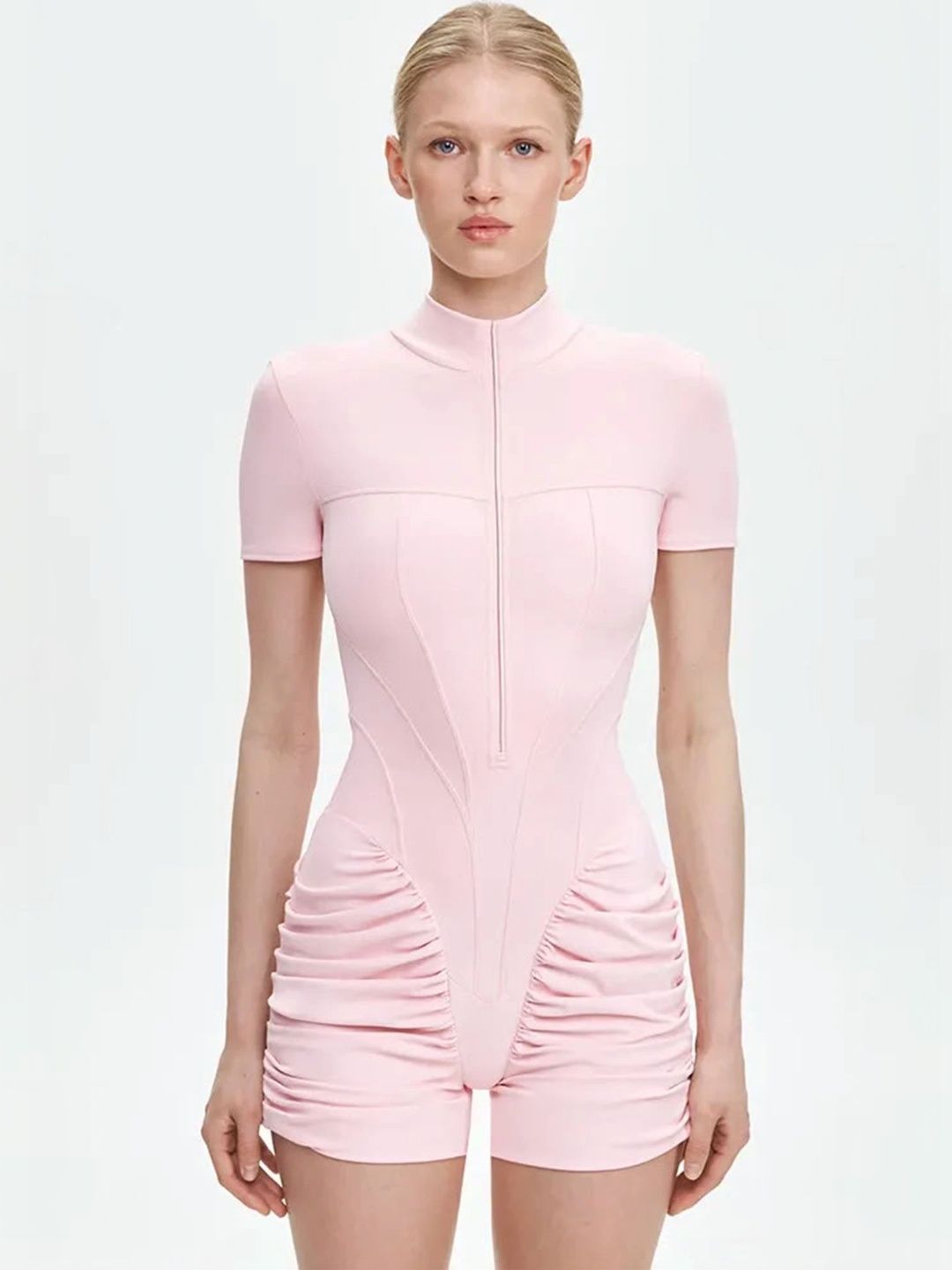 LULU & SKY Ruched Mock Neck Playsuit-picture-37
