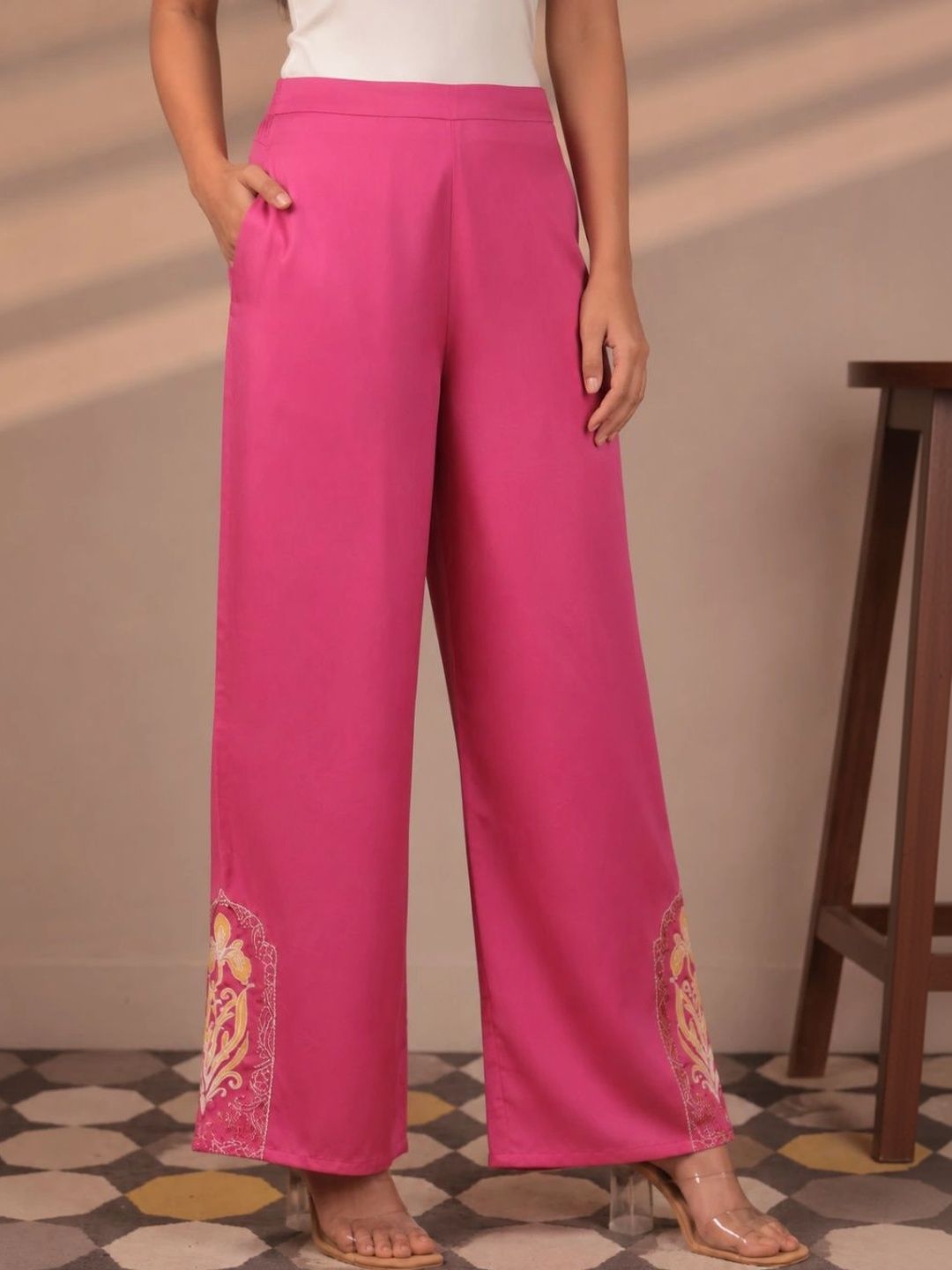 Fashion with Benefits Women Floral Embroidered Ethnic Palazzos-image-16