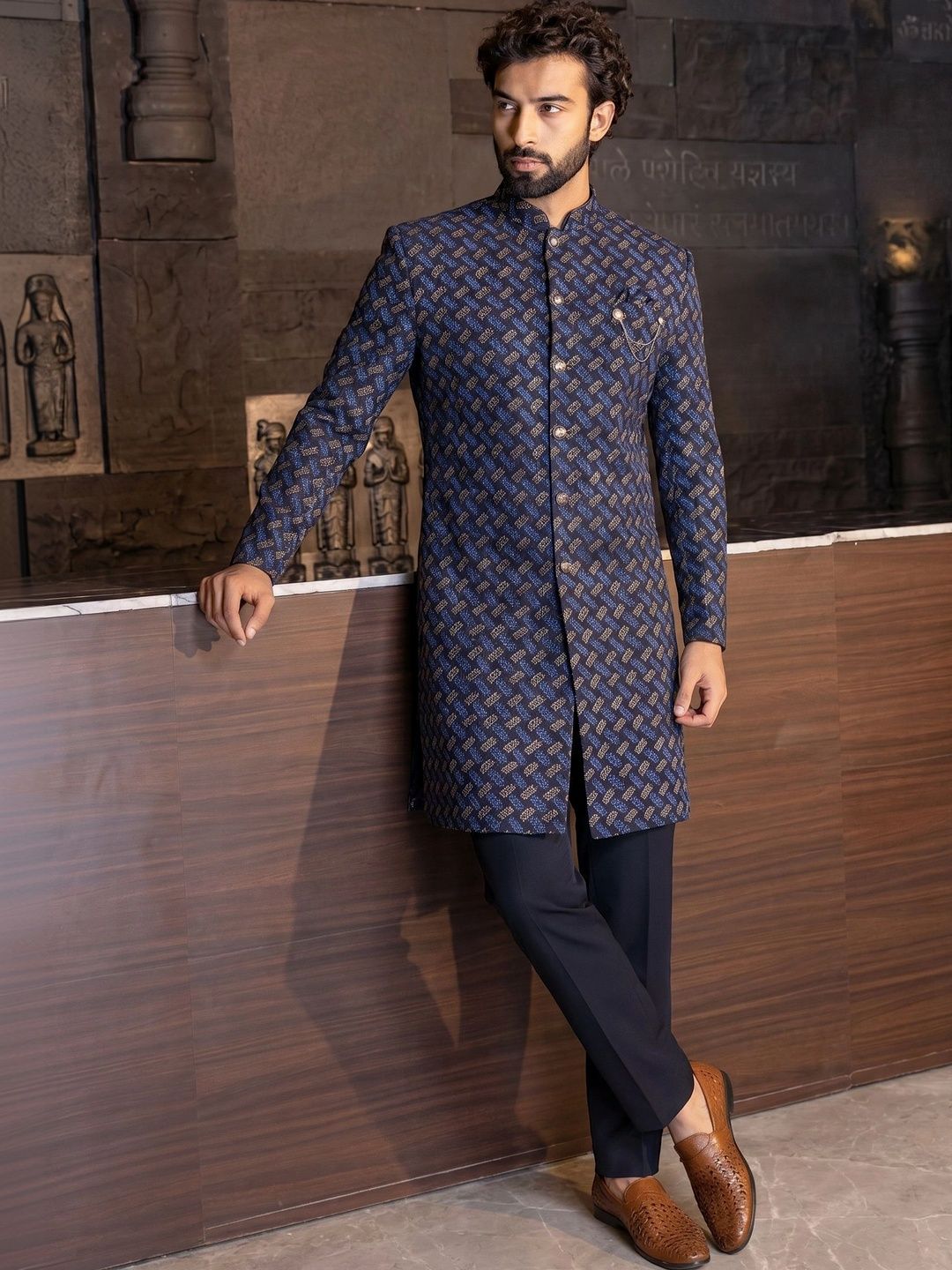 KISAH Printed Indo-Western Sherwani Set-picture-14