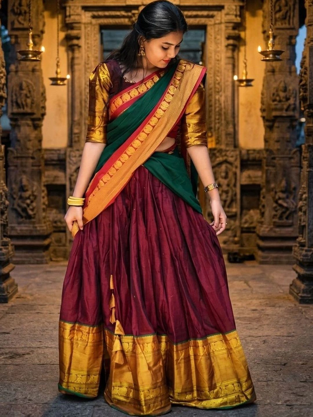 SWAMI STUDIO Embellished Semi-Stitched Lehenga & Blouse With Dupatta-image-41