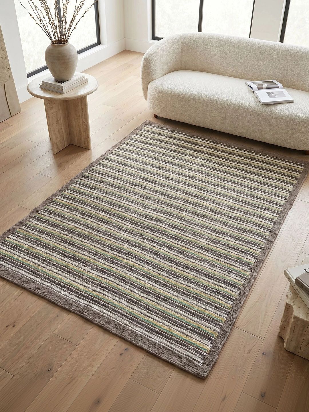 Jaipur Rugs Green Striped Polyester Carpet-image-20
