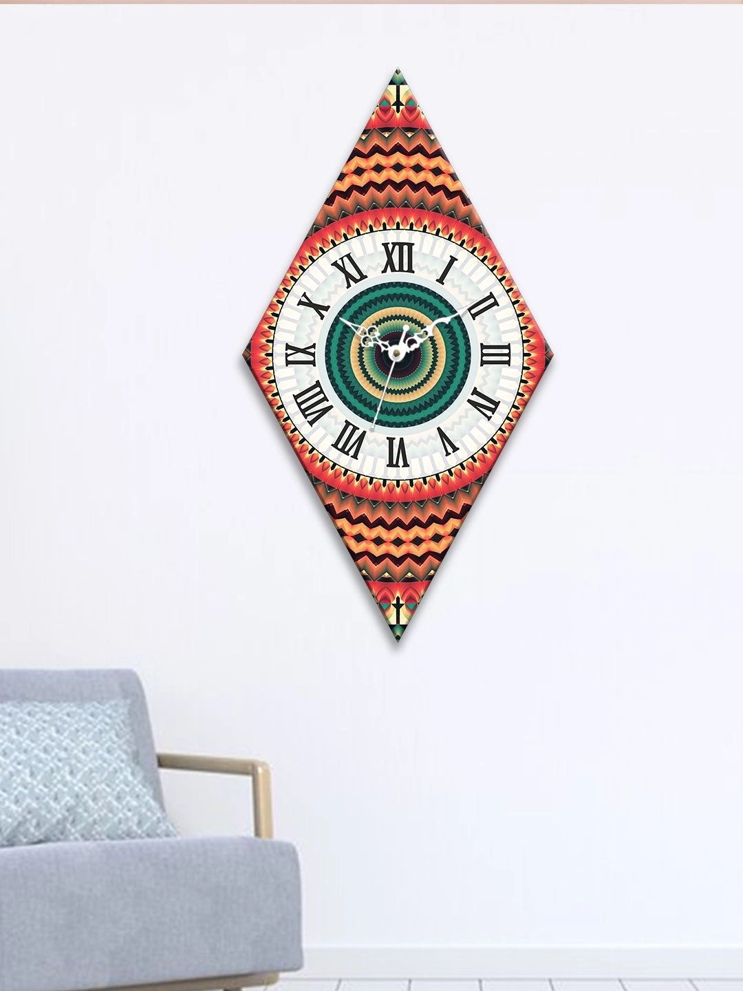 OLIVE TREE Multicoloured Printed Geometric Wall Clock-picture-31