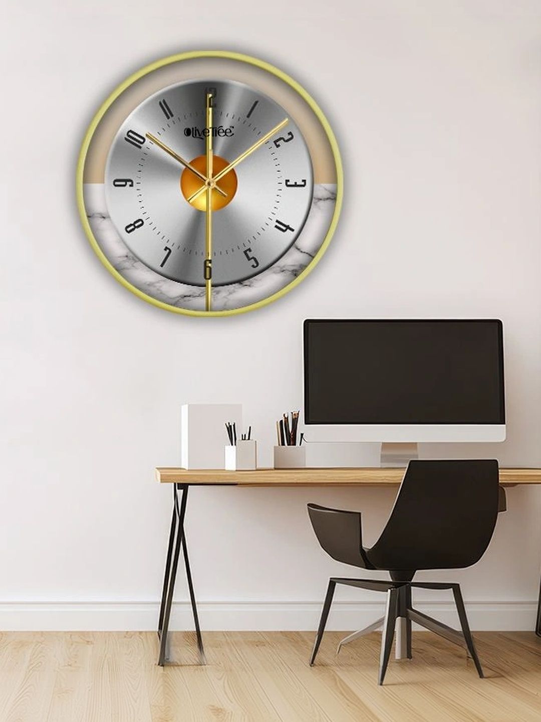 OLIVE TREE Gold-Toned Textured Wall Clock-picture-36