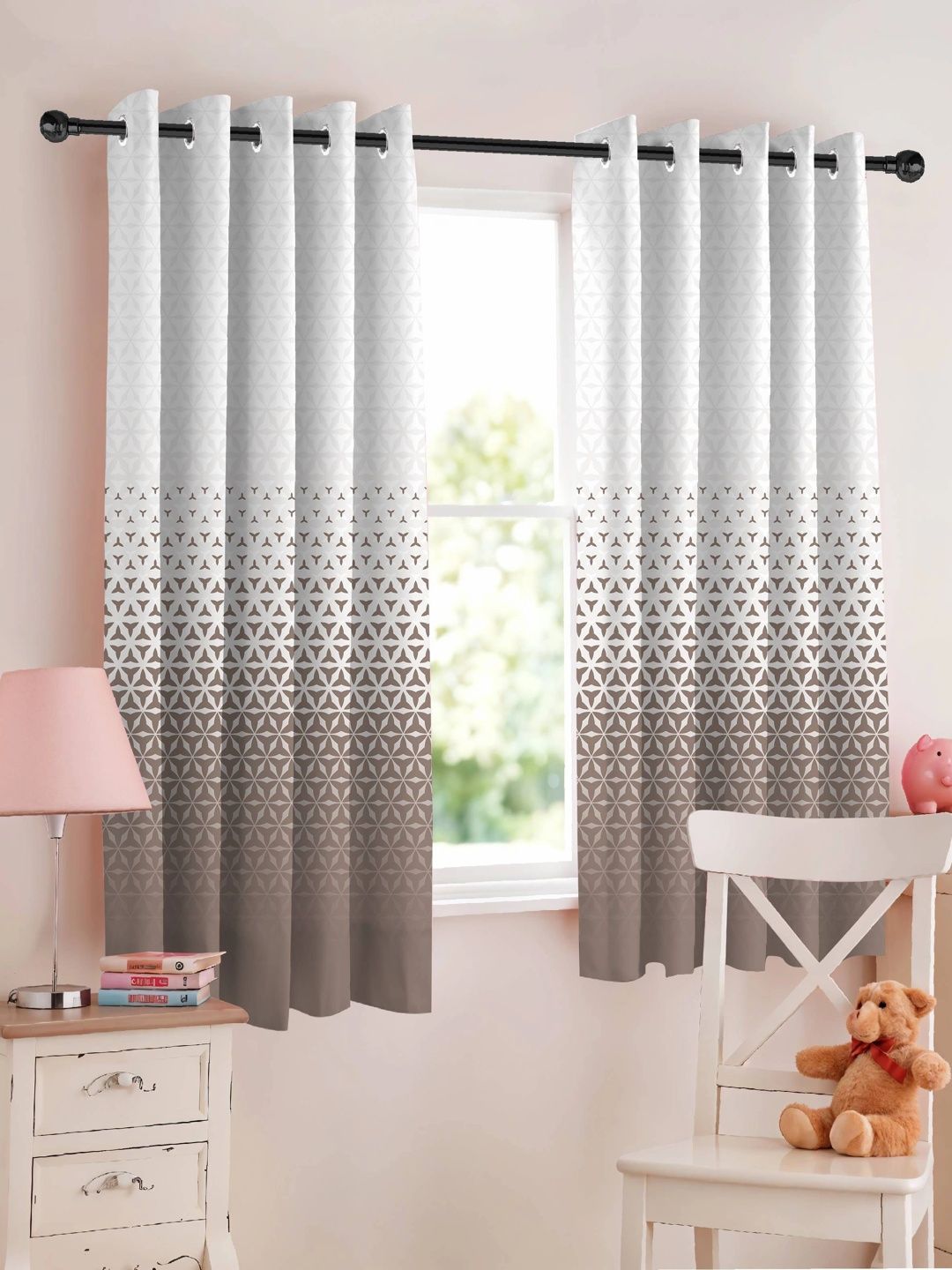 CASABLEU Taupe Geometric Room Darkening Window-picture-20