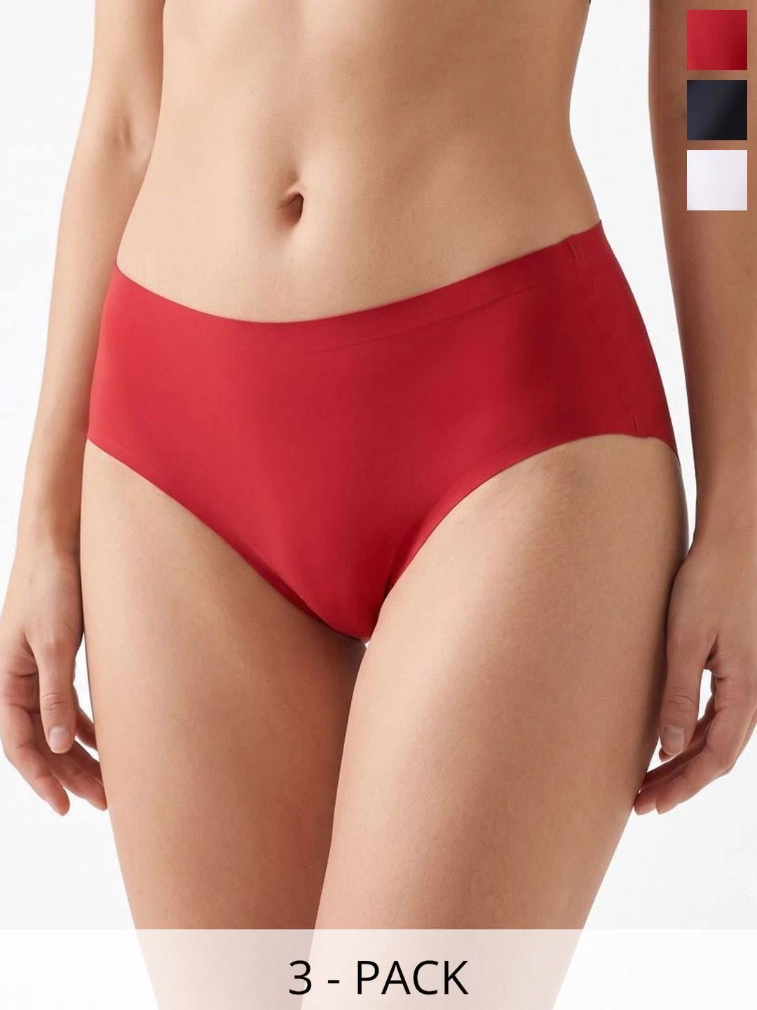 Fimalia Women Pack of 3 Seamless Assorted Basic Briefs-image-7