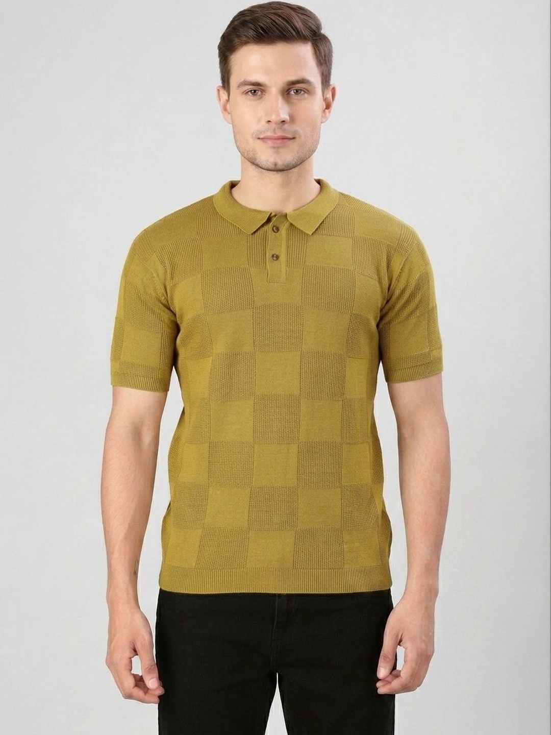 R.Code by The Roadster Life Co. Men Checked Polo Collar T-shirt-picture-47