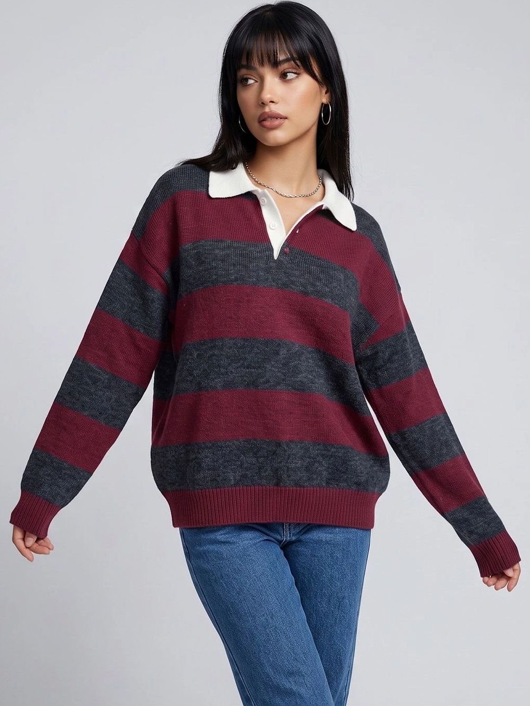 Suo Women Striped Pullover-picture-52