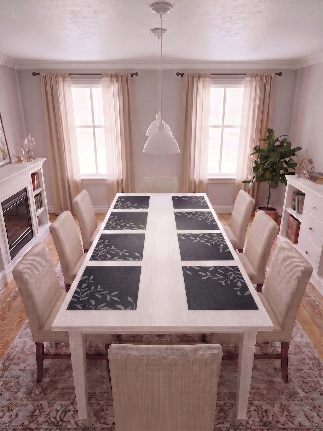 Myntra Elegant Homes 8-Pcs Black Printed Rectangle Table Placemats-picture-43