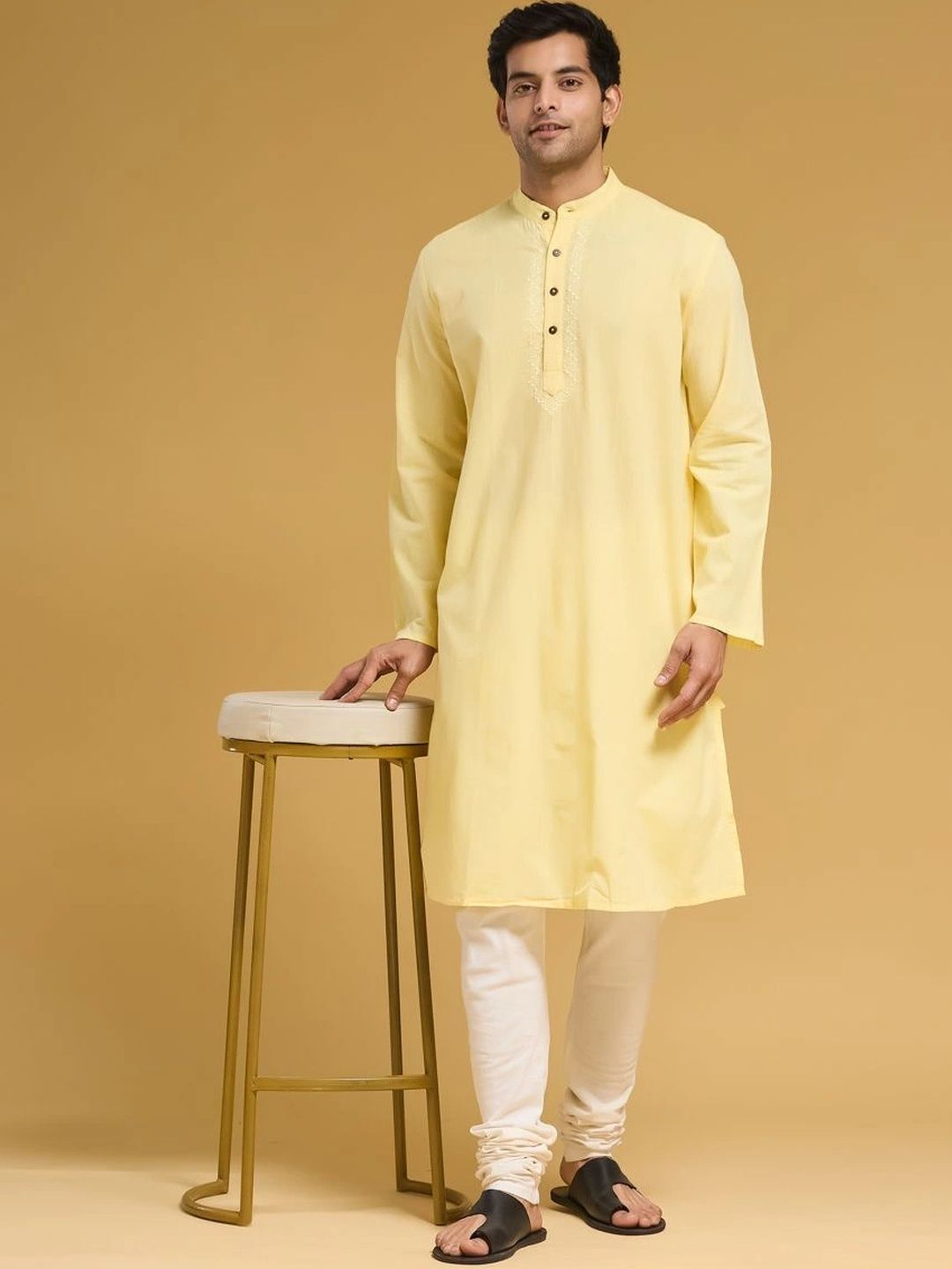 Fabindia Men Embellished Thread Work Kurta-picture-48
