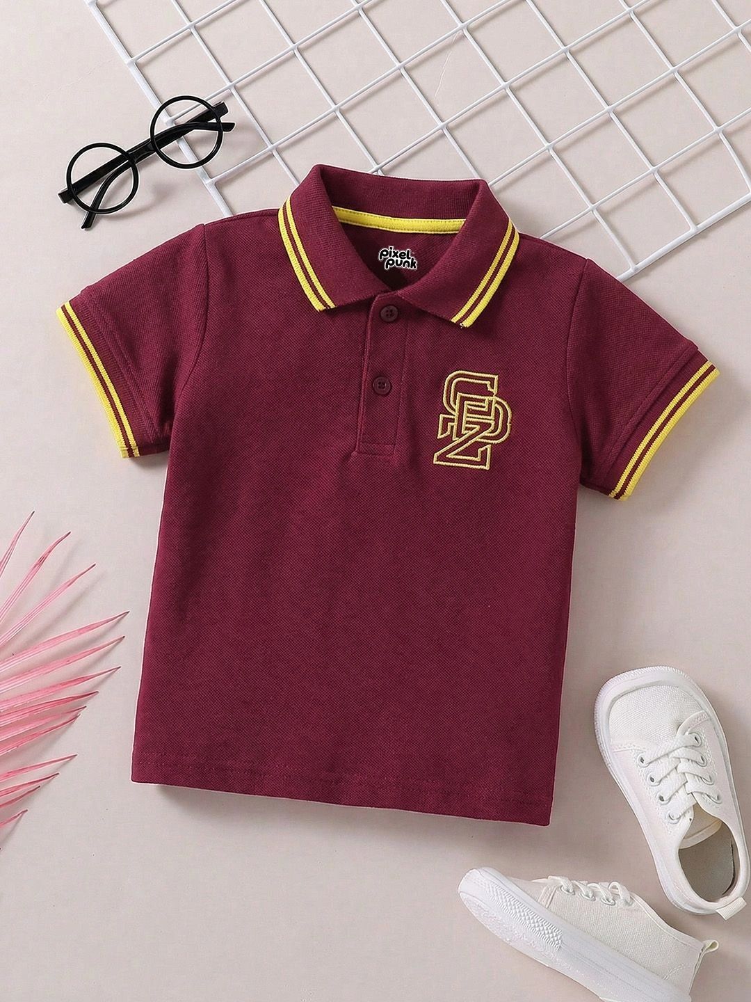 Pixel Punk Boys Brand Logo Polo Collar T-shirt-picture-58