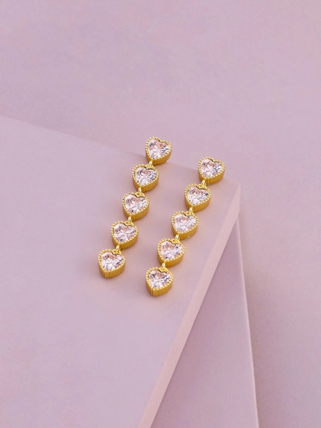 Kushal's Fashion Jewellery Heart Shaped Drop Earrings-picture-13