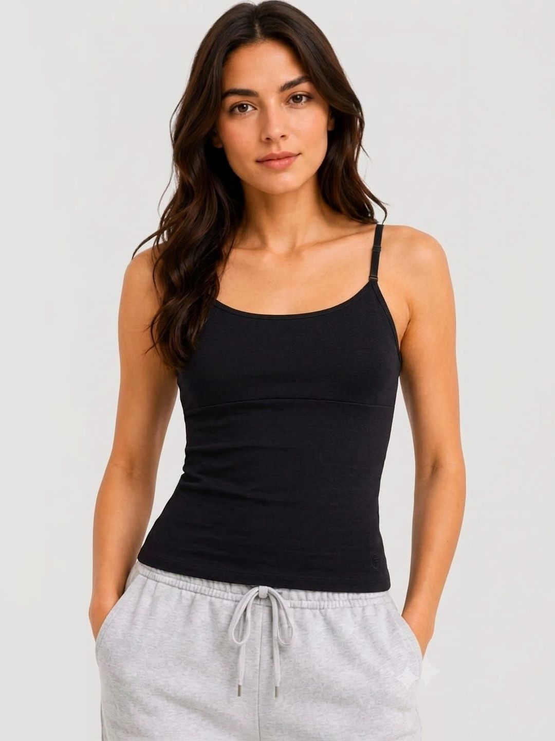 Sutjena Ribbed Cotton Lightly Padded Camisoles-image-31