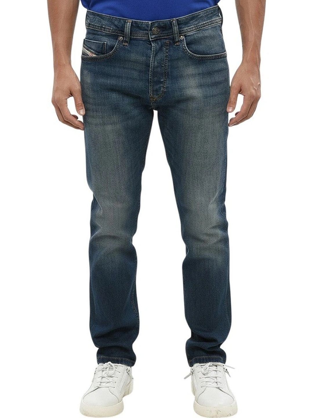 DIESEL Men Regular Fit Mid-Rise Low Distress Jeans-picture-45