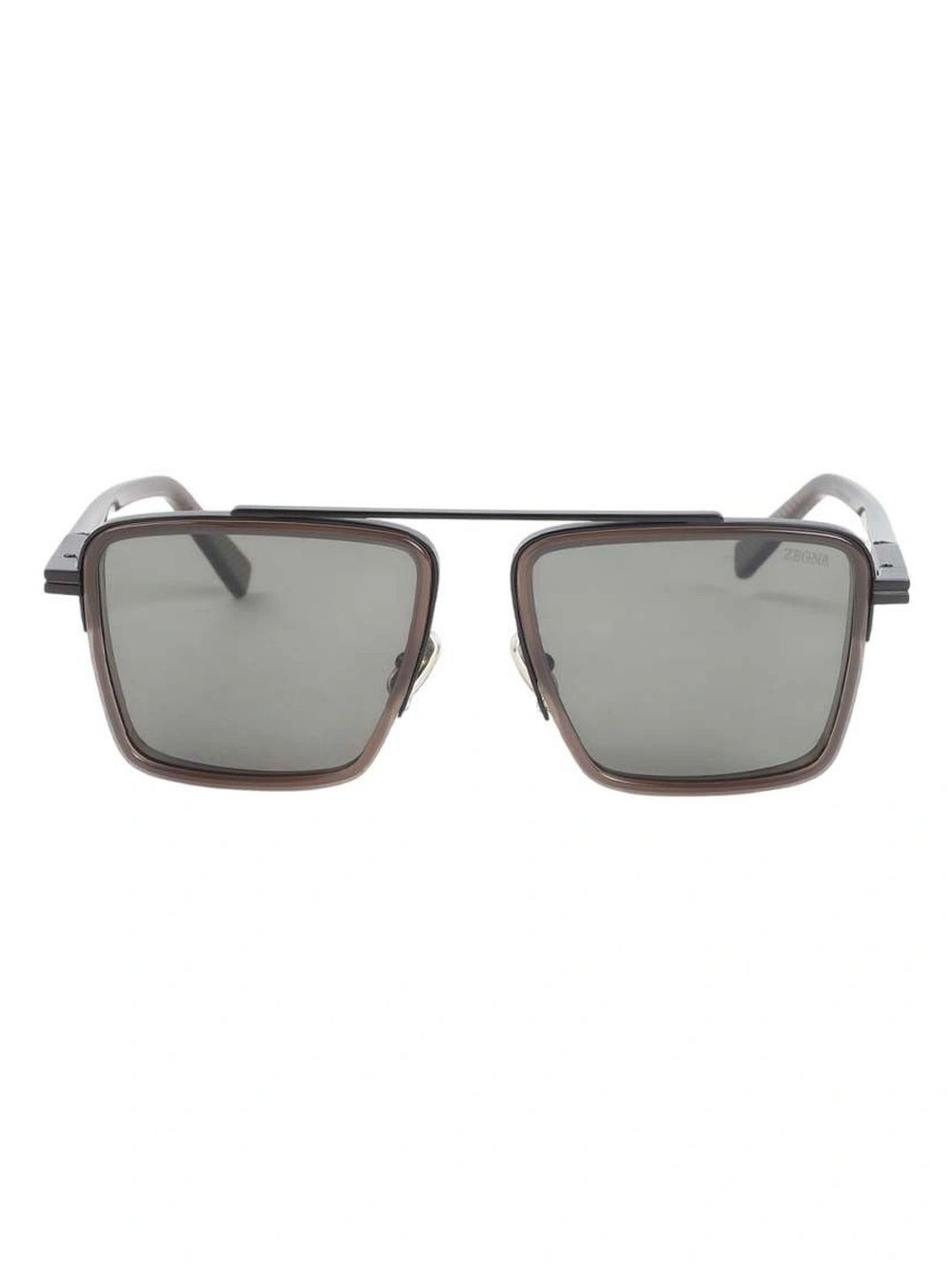 Zegna Men Grey Lens & Gunmetal-Toned Rectangle Sunglasses with-image-36