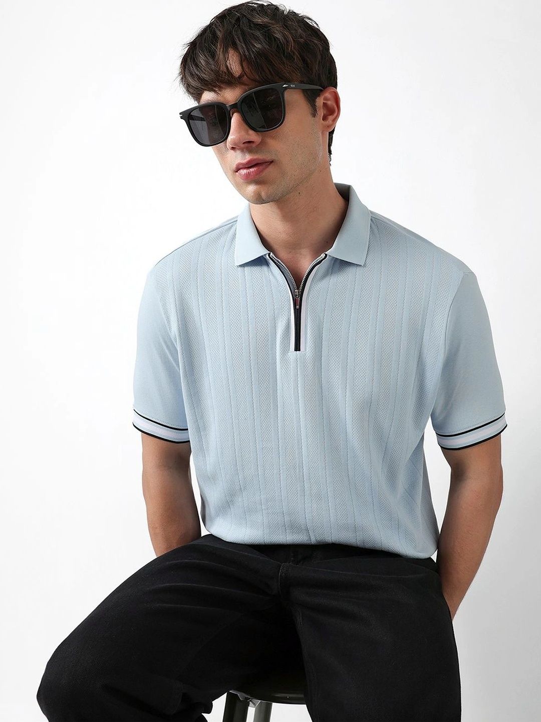 THE BEAR HOUSE Men Polo Collar Cut Outs T-shirt-picture-47