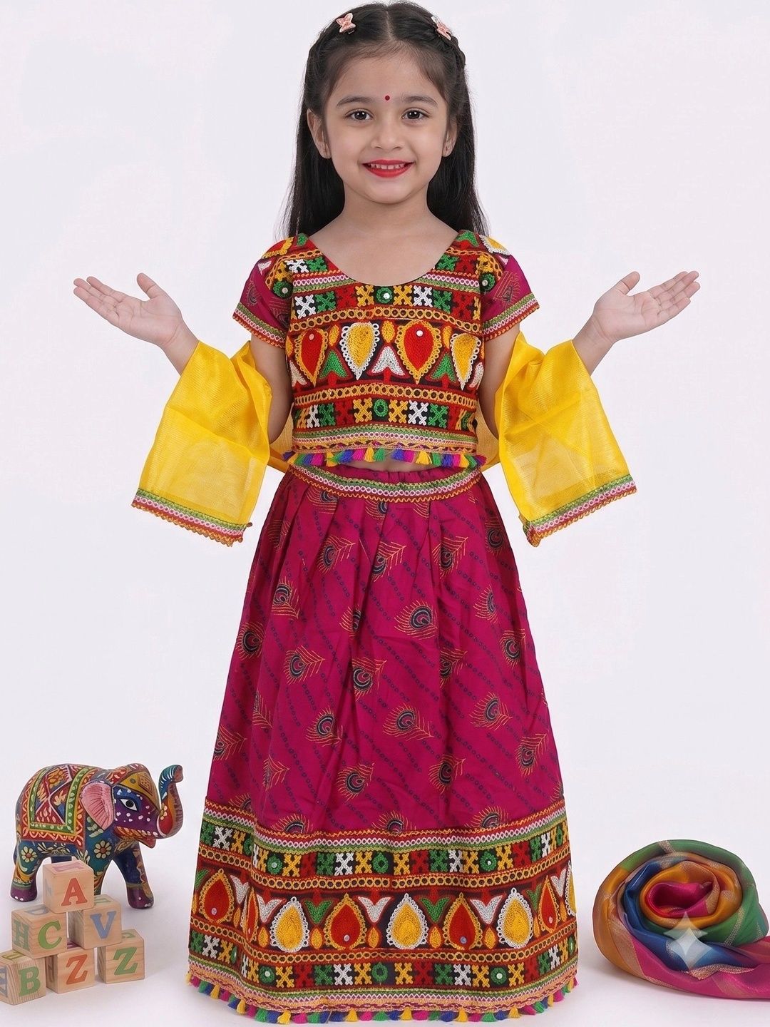 VALUE CREATION Girls Embroidered Thread Work Ready to Wear Lehenga & Blouse With Dupatta-picture-30