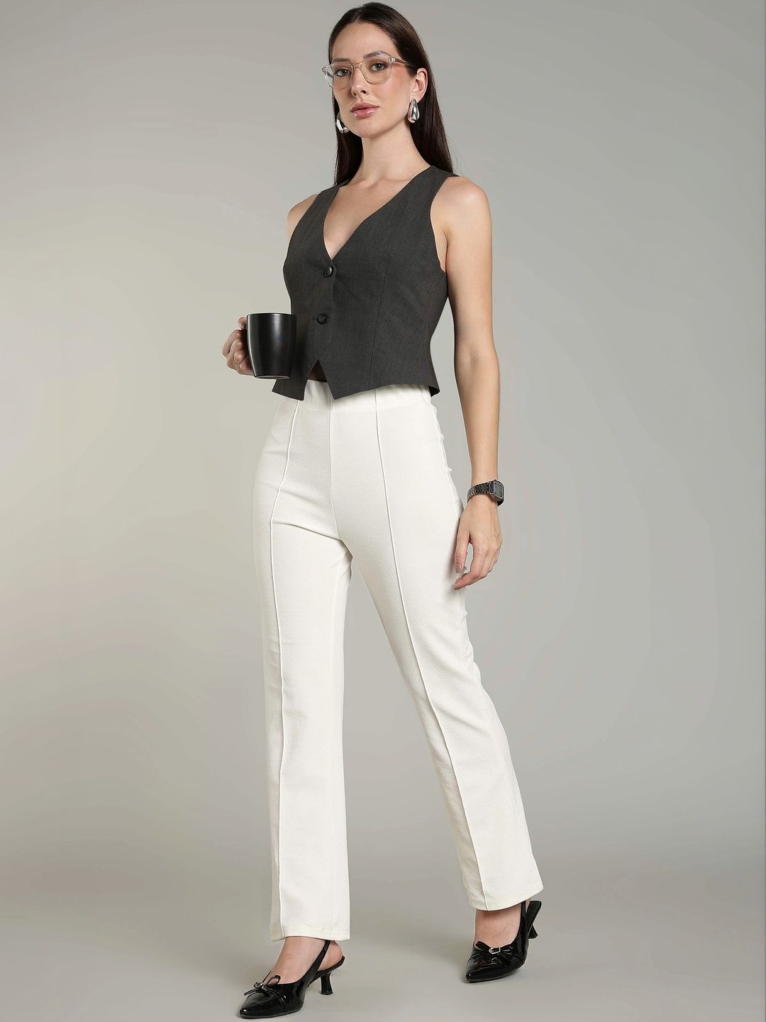 HERE&NOW Women Relaxed Easy Wash Trousers-picture-40