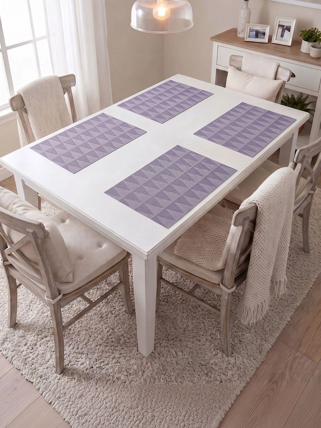Myntra Elegant Homes 4-Pcs Purple Printed Rectangle Table Placemats-picture-21