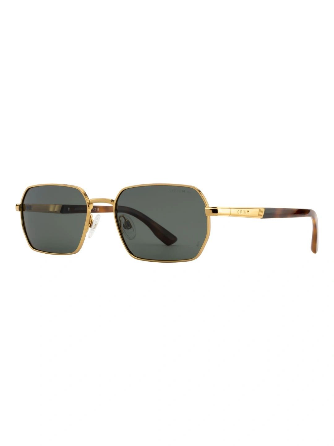 OPIUM Unisex Green Lens & Gold-Toned Rectangle Sunglasses with-image-14