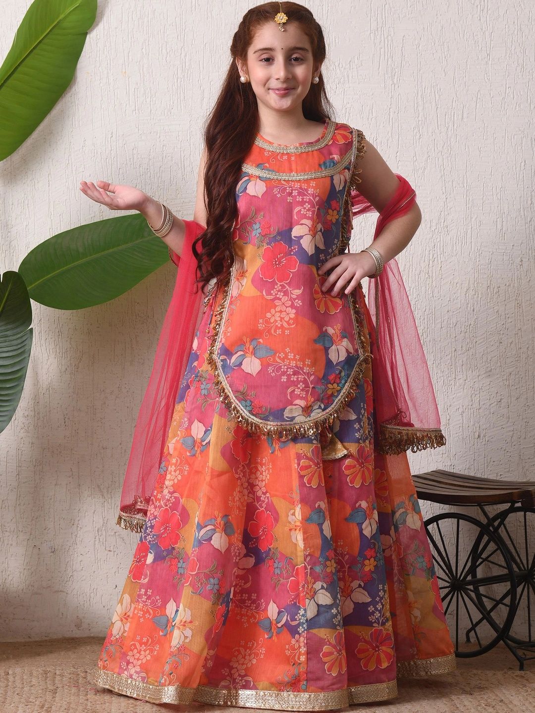 Indi-Loom Couture Girls Printed Ready to Wear Lehenga & Blouse With Dupatta-picture-39