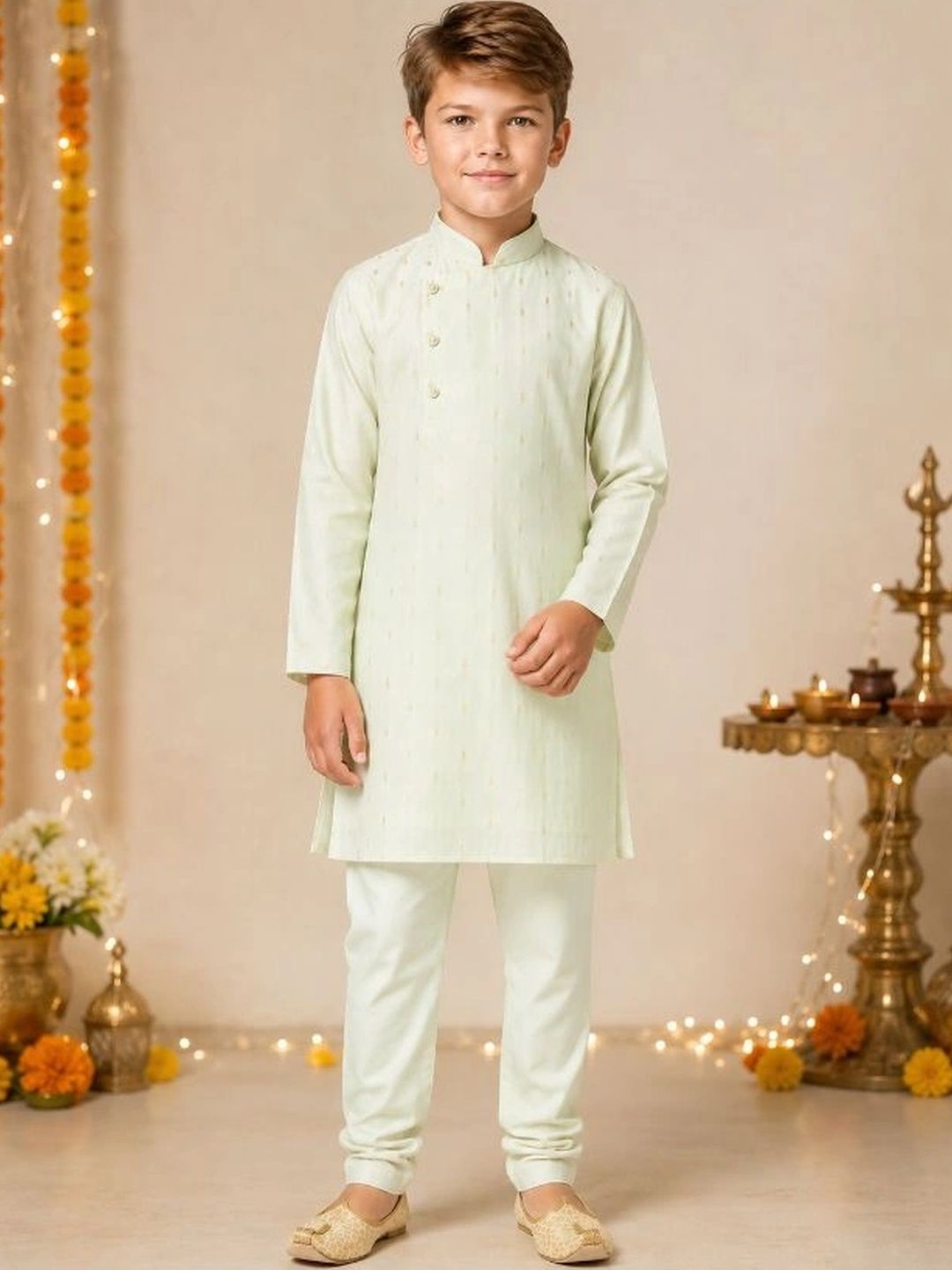 Sparklepop Boys Ethnic Motifs Printed Regular Chanderi Silk Kurta with Pyjamas-picture-34