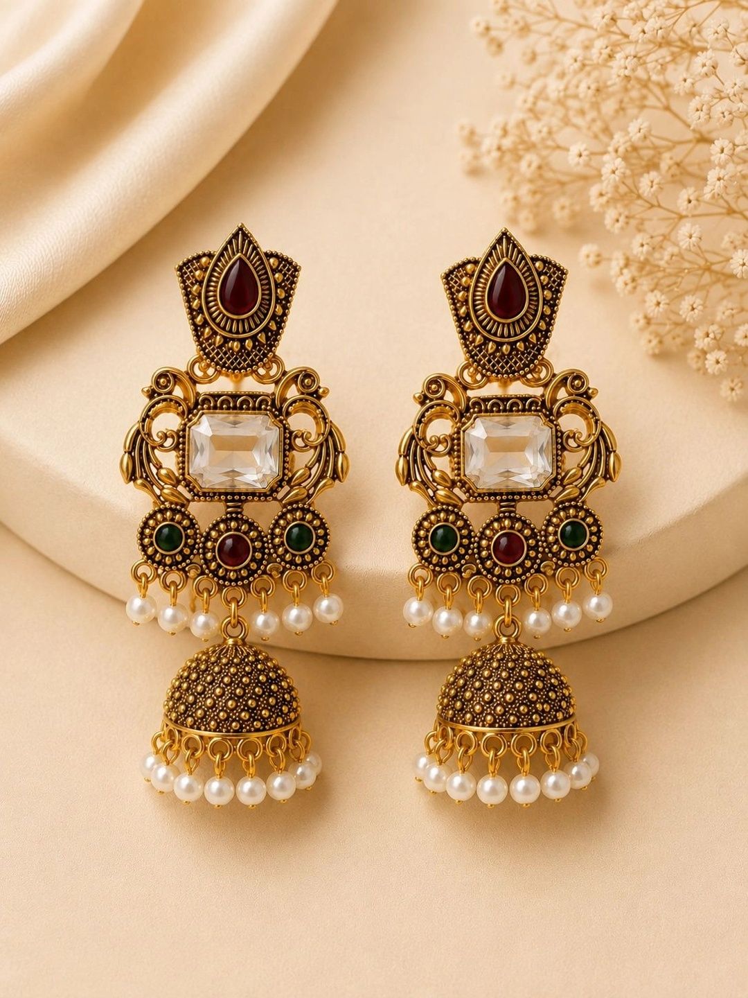 Dhanak Trinket Geometric Jhumkas Earrings-picture-43
