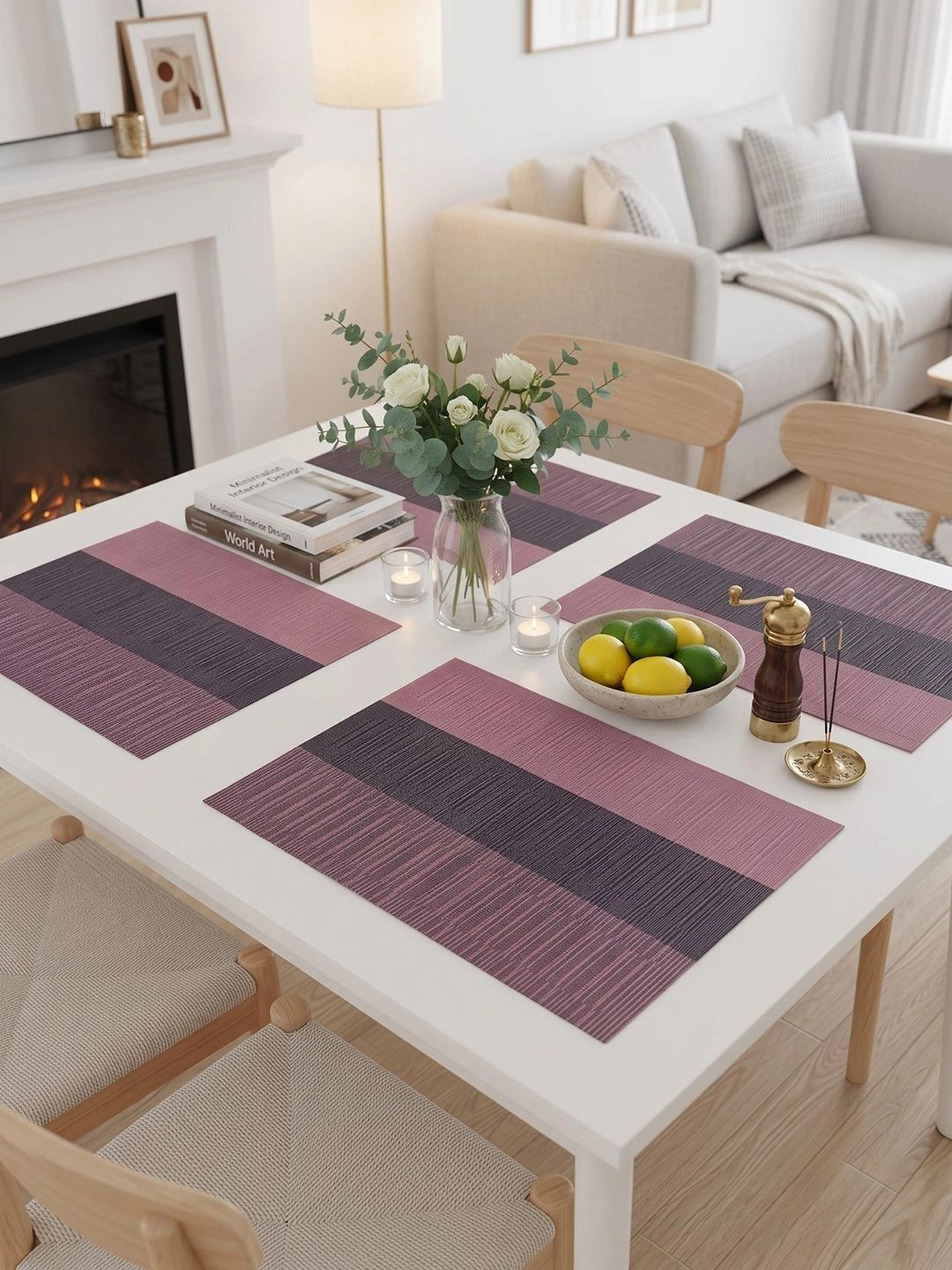 Myntra Elegant Homes 4-Pcs Copper Printed Rectangle Table Placemats-picture-39