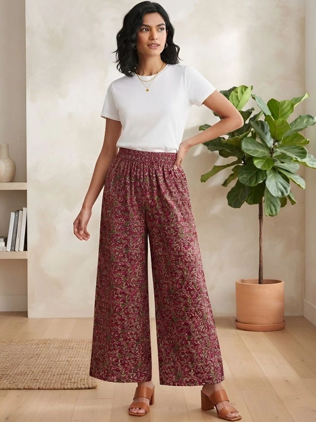 PRESHA Women Floral Printed Ethnic Palazzos-image-43