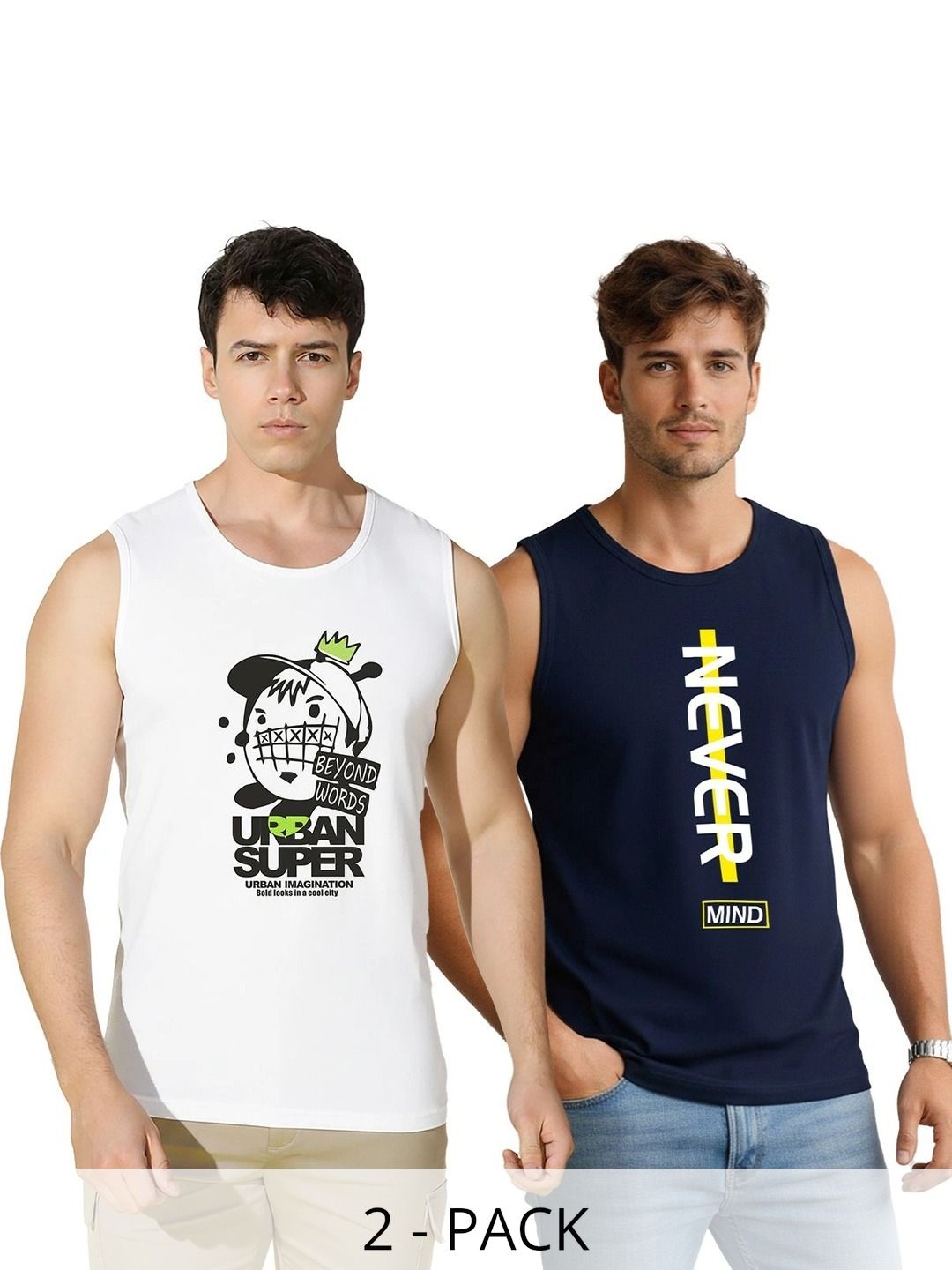 SLOWLORIS Pack of 2 Printed Cotton Gym Vest-picture-27