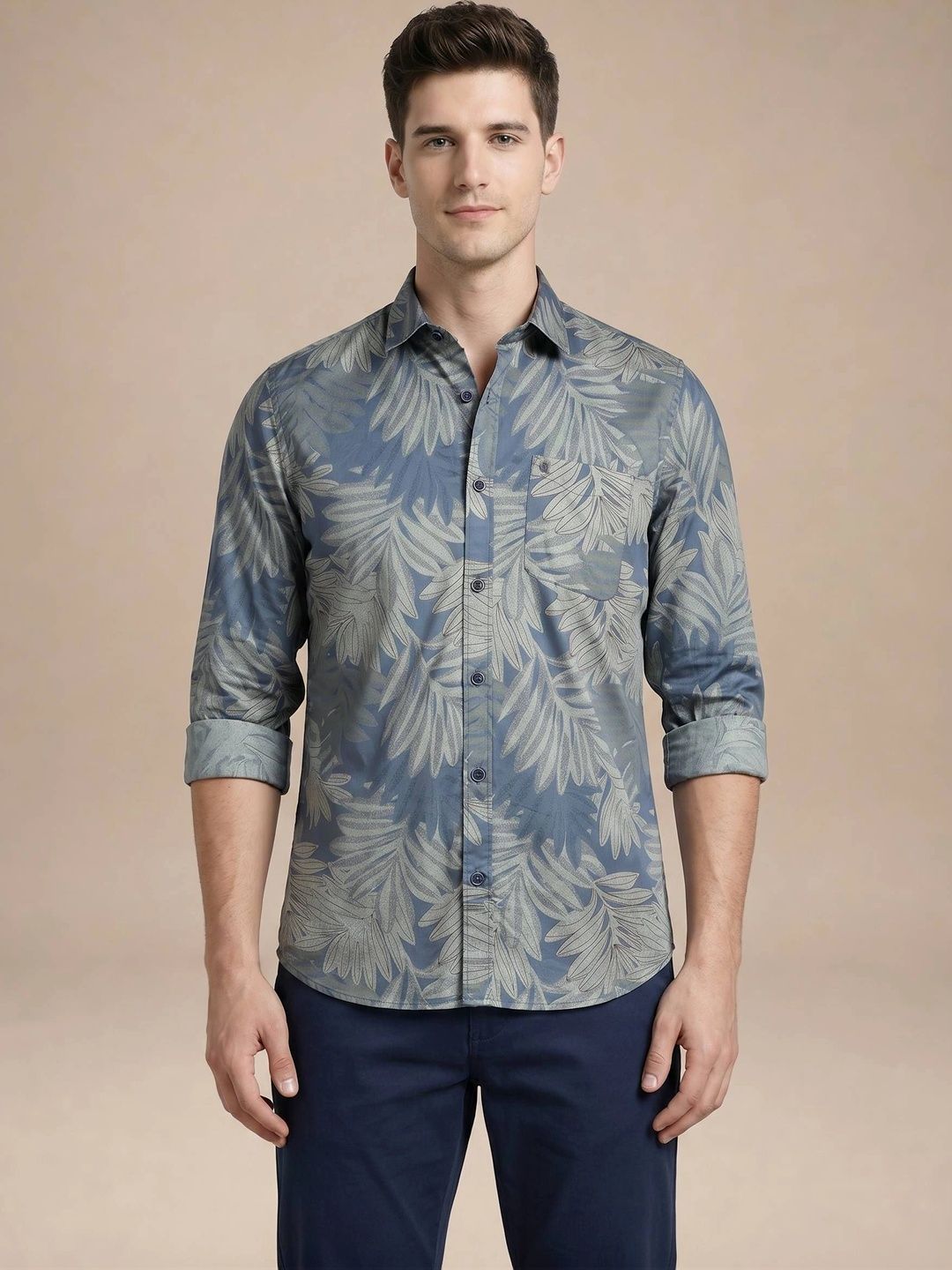 Turtle Men Relaxed Slim Fit Floral Printed Casual Shirt-picture-16