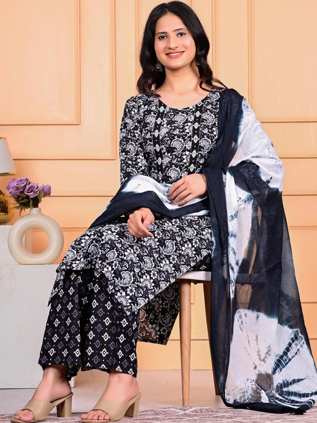 Anouk Women Floral Printed Regular Pure Cotton Kurta with Trousers & With Dupatta-picture-25