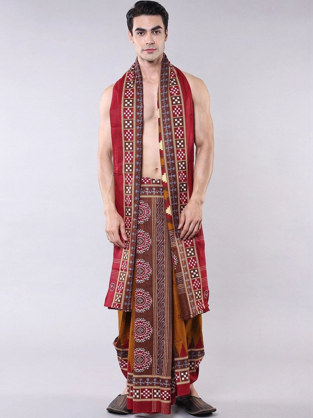 Exotic India Men Printed Cotton Dhoti Dhotis-picture-55