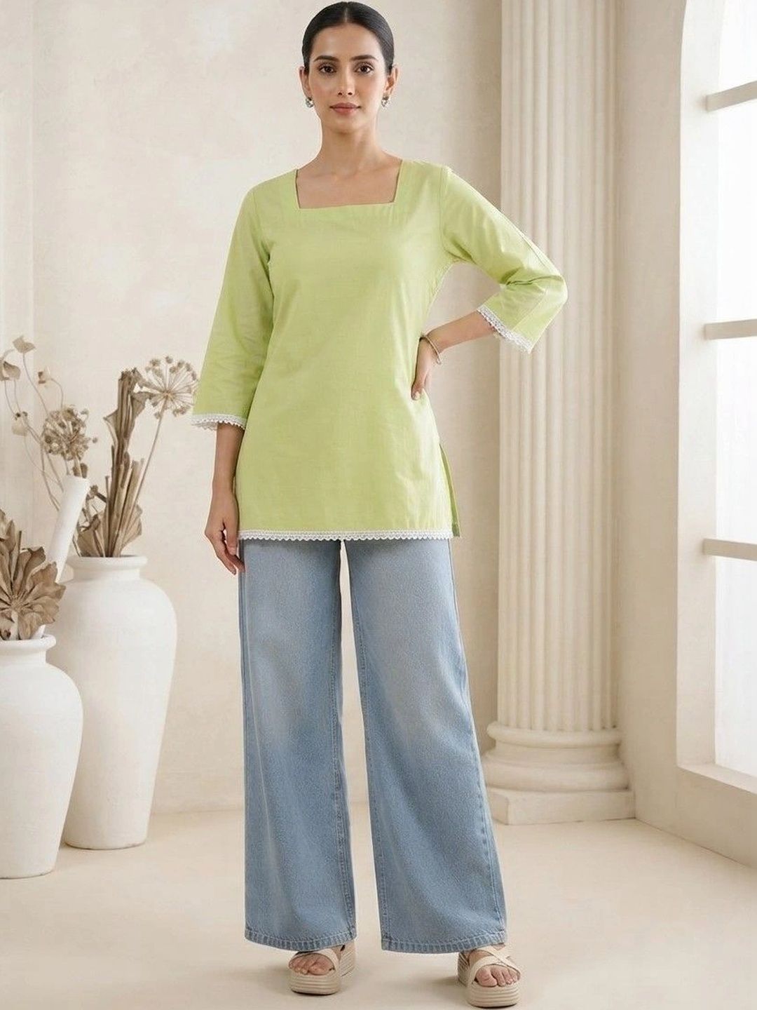 KALINI Square Neck Flared Sleeves Kurti-picture-53